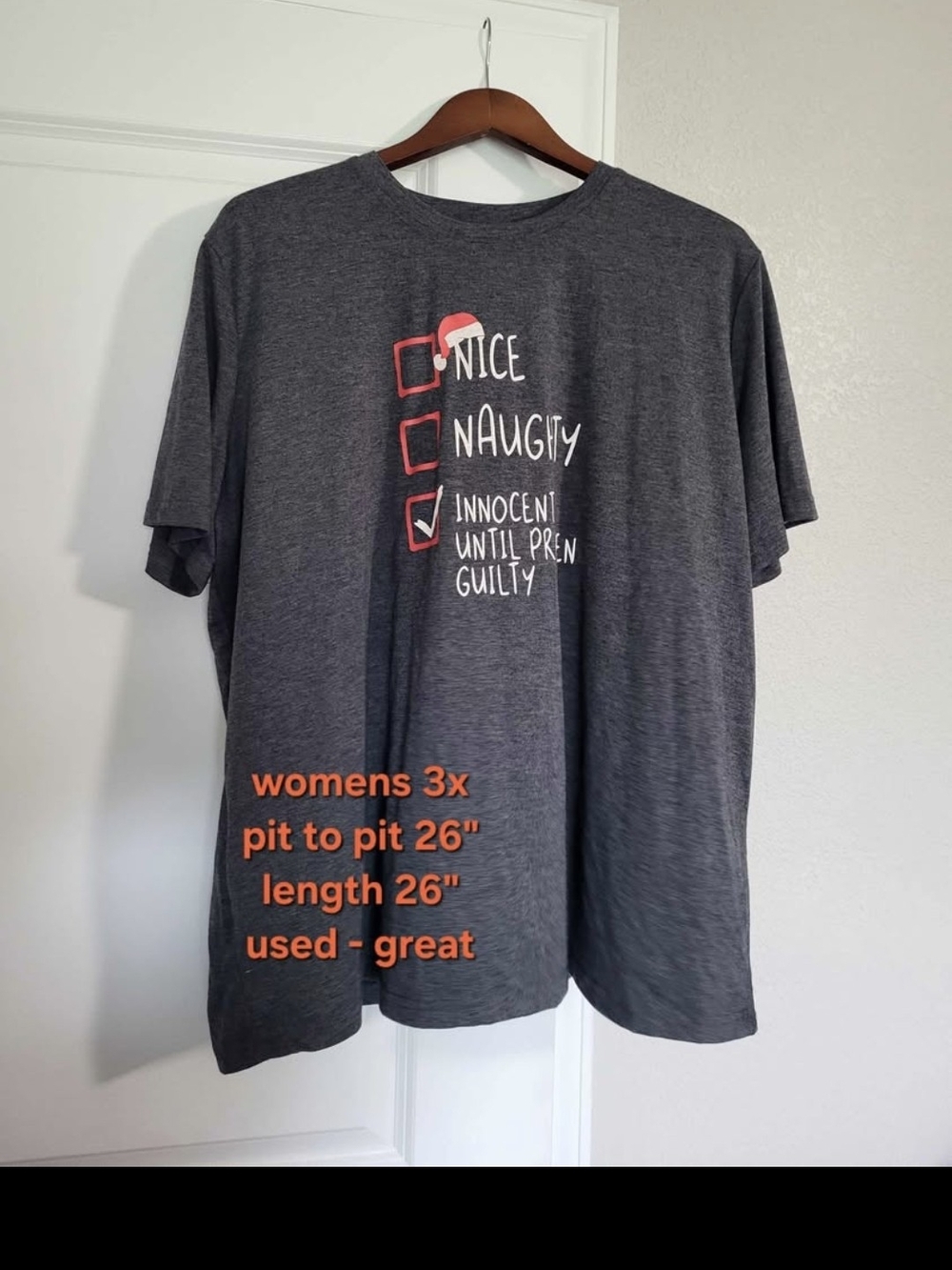 Graphic Holiday Checklist Tee - Dark Gray - Women 3X